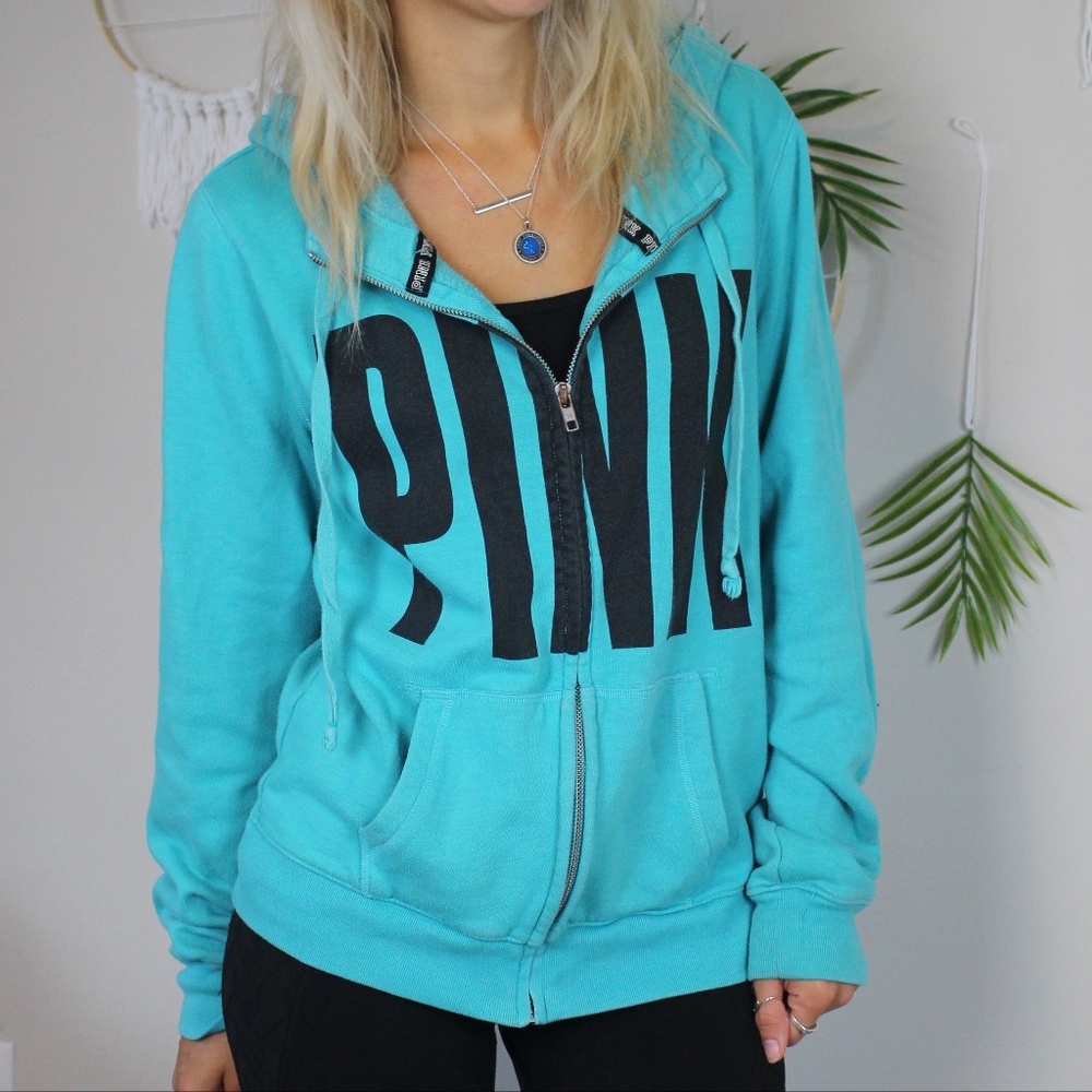 VS Pink Teal Zip Up Hoodie